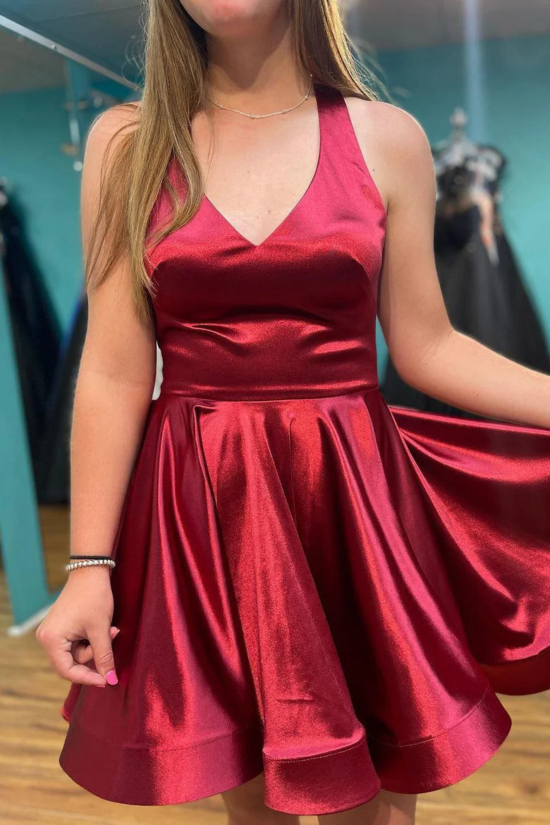 Vestido de fiesta corto sencillo de corte A
